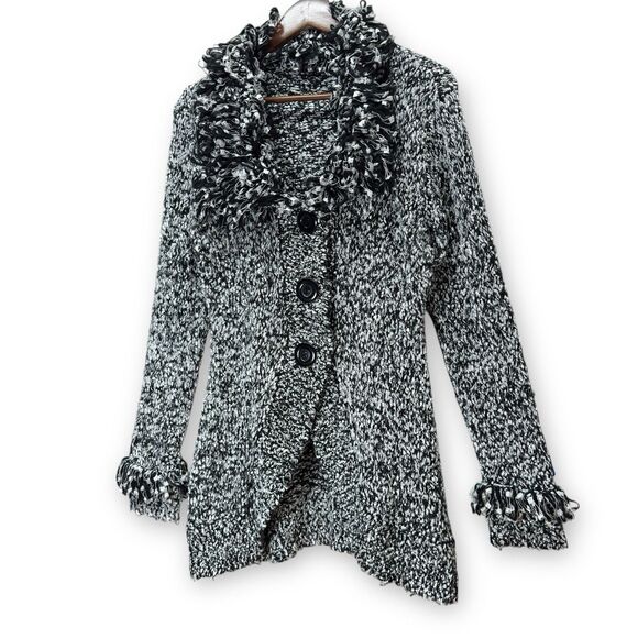 Y2k Frilly Cardigan Sweater Women M Knit Fairy 70s Wool Whimsi Artsy Eclectic - Picture 4 of 12